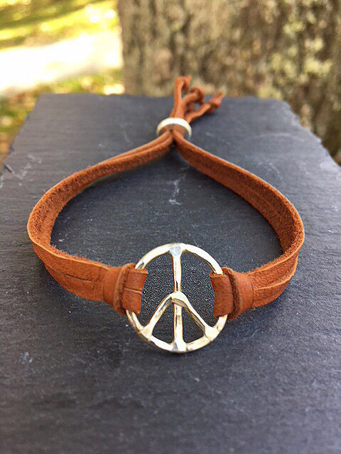 Peace Sign Bracelet - Bill Wall Leather Inc.