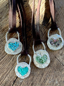 Crushed Gemstone Heart Pendant