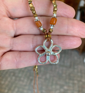 5 Petal Beaded Flower Necklace