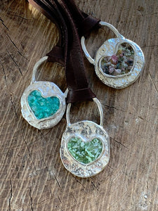 Crushed Gemstone Heart Pendant