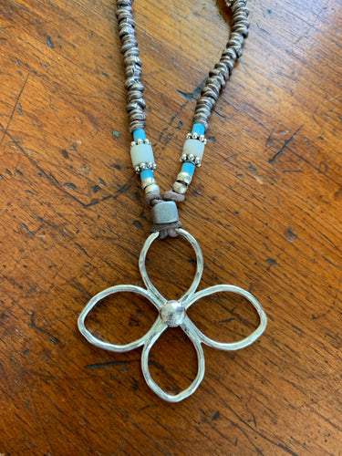 4 Petal Beaded Flower Necklace