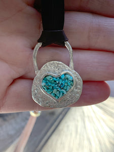 Crushed Gemstone Heart Pendant
